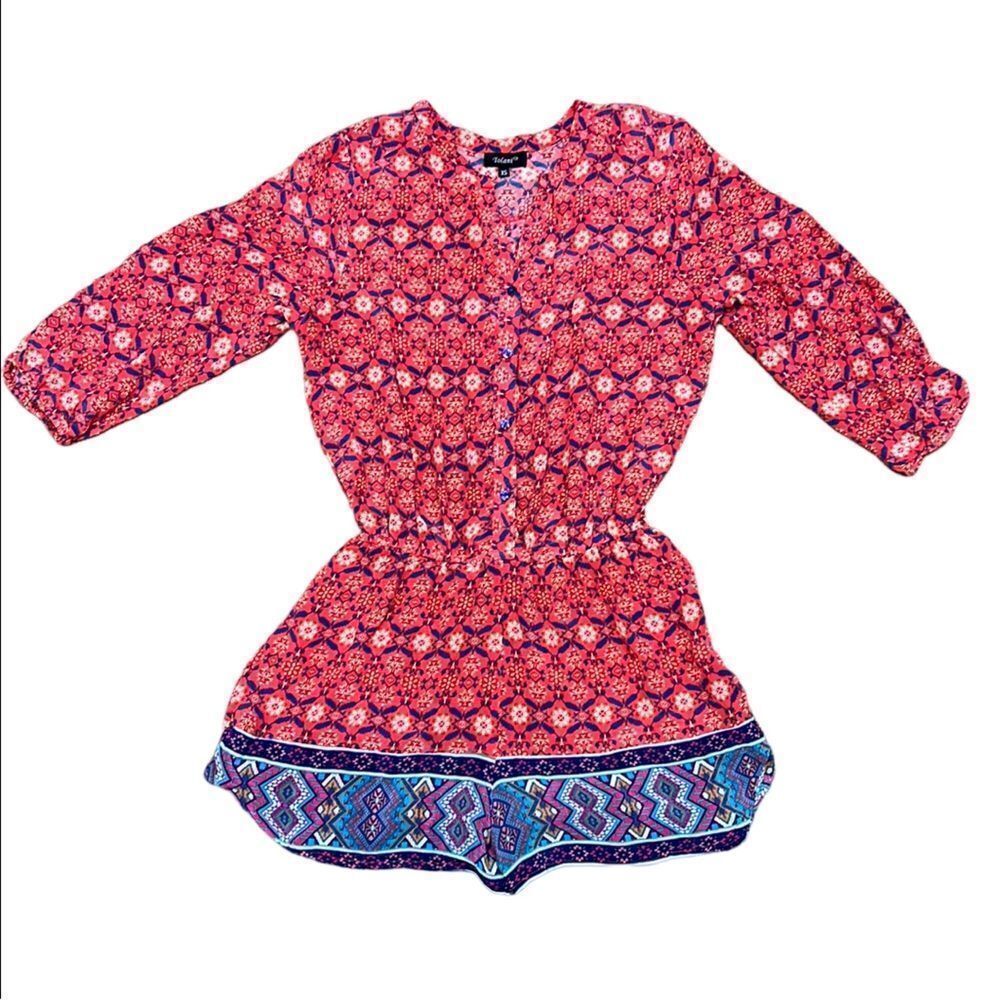 Tolani Women’s XS Silk Romper and Swim Coverup; 4 front Buttons